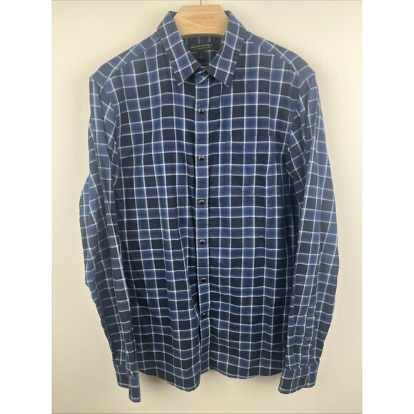 Banana Republic Mens Tailored Slim Fit Plaid Button Up Shirt Size Small - Picture 1 of 7